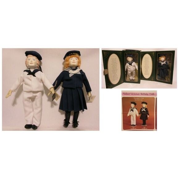 House of Nisbet Other - Peggy Nisbet Victorian Birthday Dolls Thursdays Girl Boy Set of 2 Porcelain